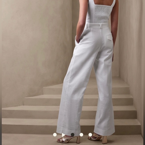 NWT! Banana Republic Sea Salt Navy High-Rise Linen Blend Pant - Multiple💛 - Picture 4 of 5